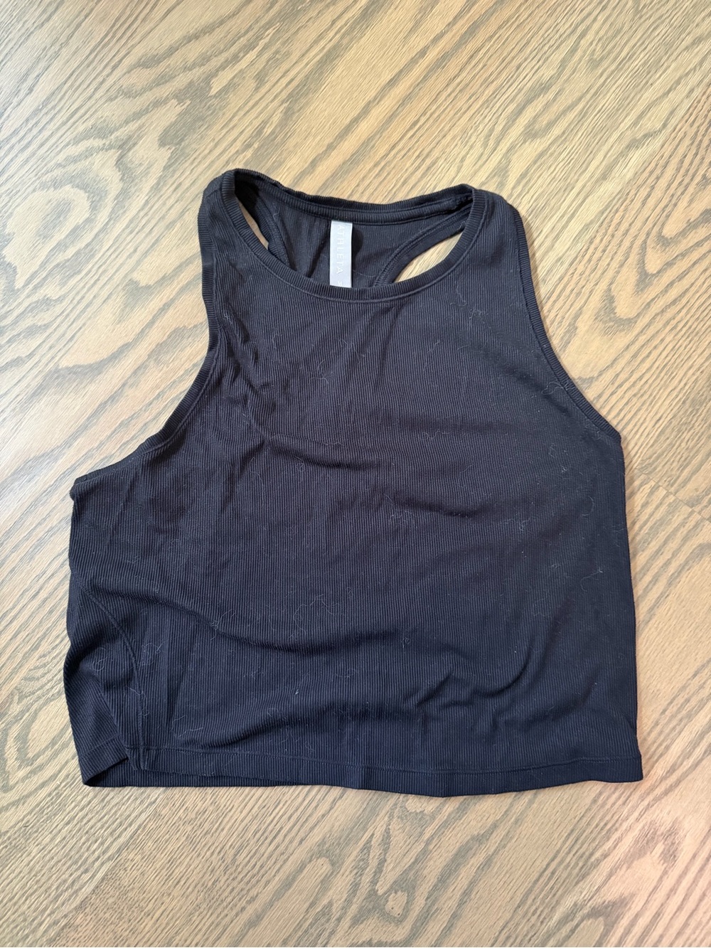 Athleta Black Ribbed Racerback Crop Tank